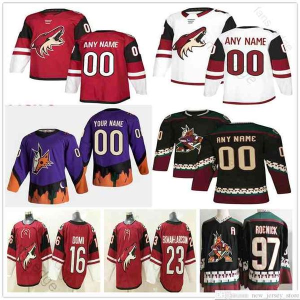 96 custom 2021 reverse retro arizona coyotes oliver ekman-larsson antti raanta clayton keller darcy kuemper dvorak phil kessel hockey jersey, Black