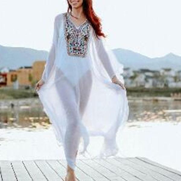 embroidered beach long dress 2021 summer beachwear chiffon cover ups kaftan tunics swimwear bikini robe plage up women's, White;black
embroidered beach long dress 2021 summer beachwear chiffon cover ups kaftan tunics swimwear bikini robe plage up women's, White;black