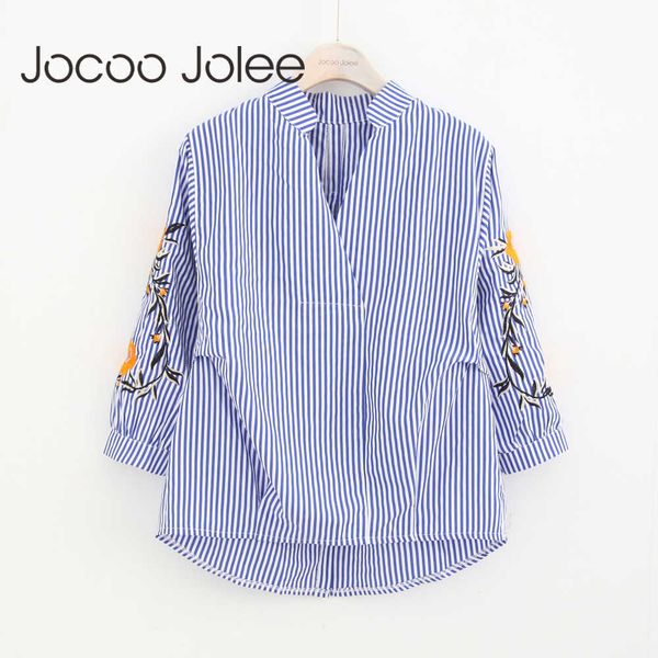 jocoo jolee casual striped women blouse vintage embroidery design long sleeves v-neck collar women shirts winter arrivals 210619, White
jocoo jolee casual striped women blouse vintage embroidery design long sleeves v-neck collar women shirts winter arrivals 210619, White