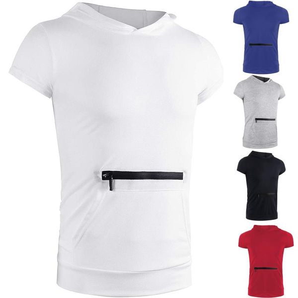 men's t-shirts fitness basic casual pocket zipper hooded hoodie slim t-shirt summer men solid color short sleeve muscle workout sports, White;black
men's t-shirts fitness basic casual pocket zipper hooded hoodie slim t-shirt summer men solid color short sleeve muscle workout sports, White;black