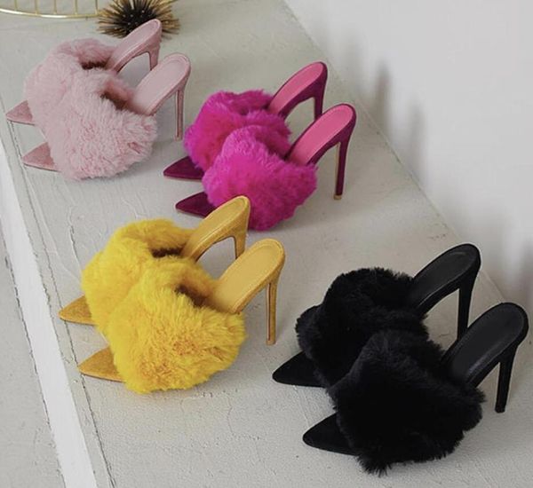 novel2021 european and american foreign real hair pointed high heeled women's sandals wear slippers, Black
novel2021 european and american foreign real hair pointed high heeled women's sandals wear slippers, Black