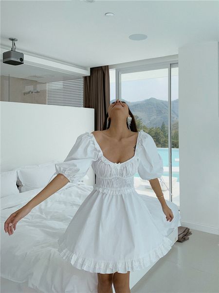2021boho inspired puff sleeve mini white party dress ruffle summer dress square neck elastic bust er chic women dress new, Black;gray
2021boho inspired puff sleeve mini white party dress ruffle summer dress square neck elastic bust er chic women dress new, Black;gray