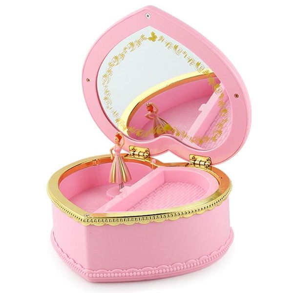 jewelry pouches, bags dancing girl music box with mirror birthday gift deskdecoration trinket fashion white valentine gifts, Pink;blue