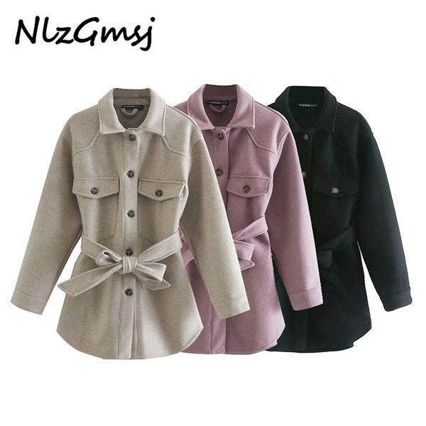 women fashion with belt loose jacket coat vintage long sleeve pockets female outerwear chic 210628, Black;brown
women fashion with belt loose jacket coat vintage long sleeve pockets female outerwear chic 210628, Black;brown