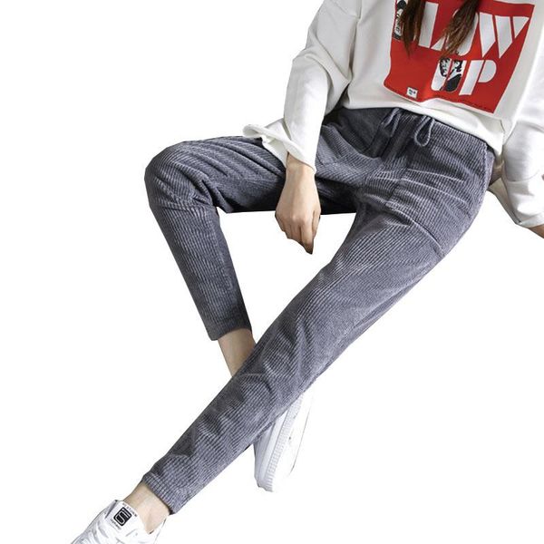 women's pants & capris autumn winter women leisure harem 2021 corduroy loose thinness female trousers pantalon femme mujer wz159, Black;white
women's pants & capris autumn winter women leisure harem 2021 corduroy loose thinness female trousers pantalon femme mujer wz159, Black;white