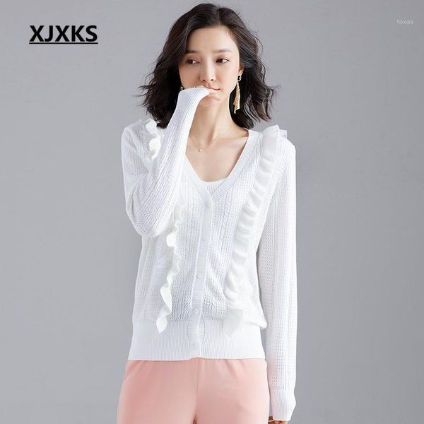 women's knits & tees xjxks high-end worsted women cardigan spring 2021 fashion v-neck single-breasted wool knitted sweater1, White
women's knits & tees xjxks high-end worsted women cardigan spring 2021 fashion v-neck single-breasted wool knitted sweater1, White