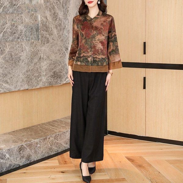 women's two piece pants gambiered canton gauze silk suit high end mulberry women's 2021 summer young mom wide leg set, White
women's two piece pants gambiered canton gauze silk suit high end mulberry women's 2021 summer young mom wide leg set, White