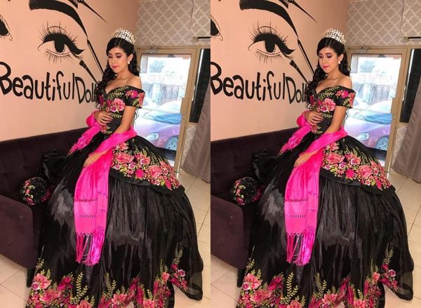 black satin off shoulder quinceanera dresses with sleeves 3d floral flowers organza applique embroidered vestido de sweet 15 prom eveening d, Blue;red
black satin off shoulder quinceanera dresses with sleeves 3d floral flowers organza applique embroidered vestido de sweet 15 prom eveening d, Blue;red