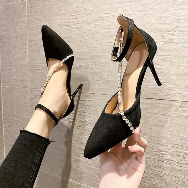 pointed heel sandals 2021 women's med buckle strap velvet shoes shallow mouth all-match high medium multicolored stiletto su dress, Black
pointed heel sandals 2021 women's med buckle strap velvet shoes shallow mouth all-match high medium multicolored stiletto su dress, Black