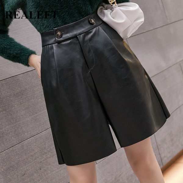 autumn winter black pu leather women half pants high waist wide leg elegant female button trousers pocket 210428, Black;white
autumn winter black pu leather women half pants high waist wide leg elegant female button trousers pocket 210428, Black;white