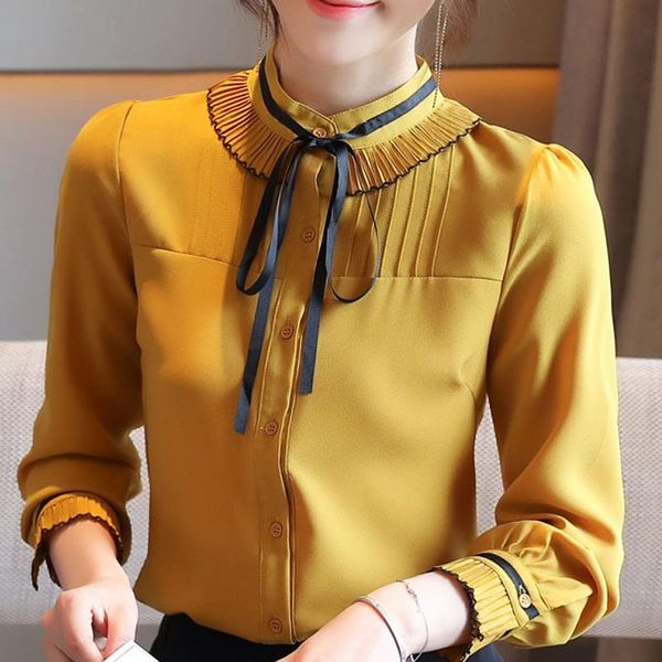 long sleeve women blouses shirts blusas mujer de moda 2021 blouse stand collar chiffon shirt blusa d457 women's &, White
long sleeve women blouses shirts blusas mujer de moda 2021 blouse stand collar chiffon shirt blusa d457 women's &, White