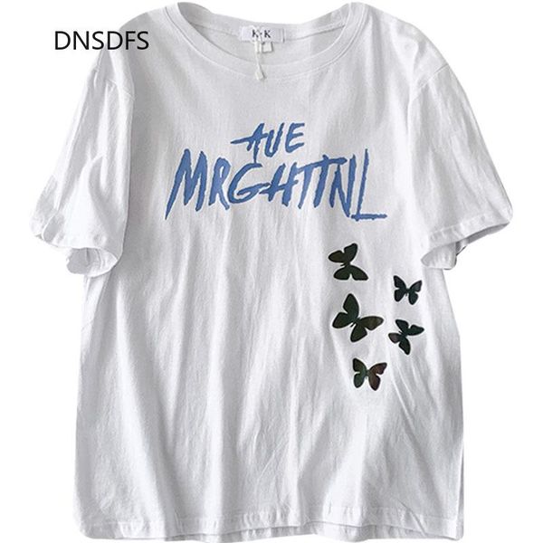 women's t-shirt cotton 2021 summer tees fashion round neck short sleeve butterfly letters printing t shirts camisas, White
women's t-shirt cotton 2021 summer tees fashion round neck short sleeve butterfly letters printing t shirts camisas, White