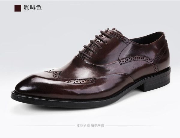 dress shoes men's breathable genuine leather carved style pointed toe wedding business zapatos de cuero, Black
dress shoes men's breathable genuine leather carved style pointed toe wedding business zapatos de cuero, Black