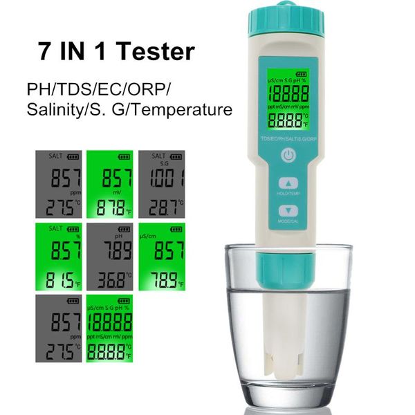 5/7 in 1 digital ph ec tds meter orp sg salinity temperature tester aquarium water hydroponic liquid purity ppm filter testing meters
5/7 in 1 digital ph ec tds meter orp sg salinity temperature tester aquarium water hydroponic liquid purity ppm filter testing meters