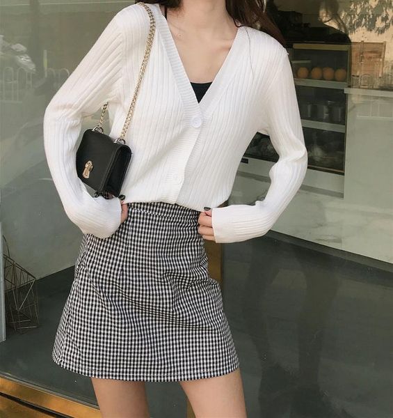 women's knits & tees early autumn knitted cardigan women outdoor gentle short loose v, White
women's knits & tees early autumn knitted cardigan women outdoor gentle short loose v, White