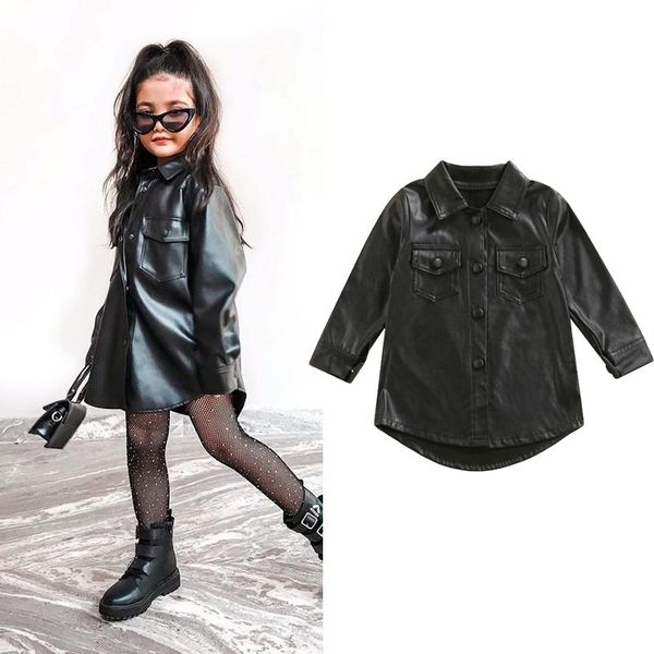 jackets baby girl fashion black pu leather coat jacket 2-7y kids children casual solid faux shirt dress outwear outfits 2021, Blue;gray
jackets baby girl fashion black pu leather coat jacket 2-7y kids children casual solid faux shirt dress outwear outfits 2021, Blue;gray