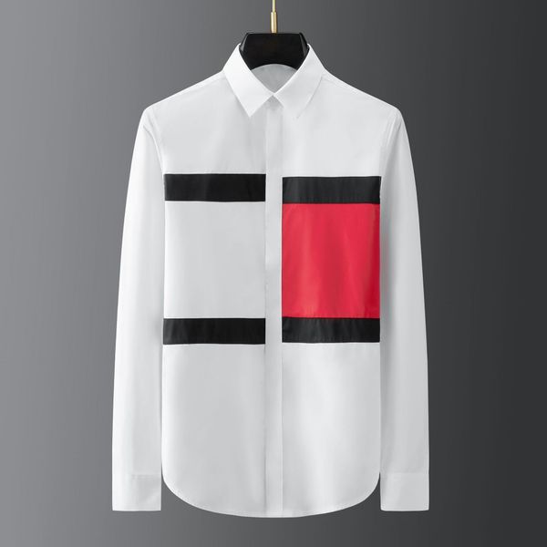 business shirt deluxe and men's geometric contrast splicing long sleeve collar ribbon decoration casual, White;black
business shirt deluxe and men's geometric contrast splicing long sleeve collar ribbon decoration casual, White;black