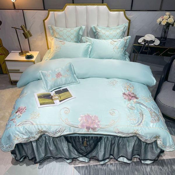 4pcs cotton embroidery washed silk luxury bedding sets king size duvet cover set bed skirt pillowcase bedclothes
4pcs cotton embroidery washed silk luxury bedding sets king size duvet cover set bed skirt pillowcase bedclothes
