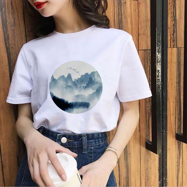 summer o neck short sleeve women t shirt harajuku aesthetics artistic conception printed fashion, White
summer o neck short sleeve women t shirt harajuku aesthetics artistic conception printed fashion, White