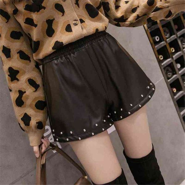 high waist faux leather shorts women beading a line wide leg short summer clothes, White;black
high waist faux leather shorts women beading a line wide leg short summer clothes, White;black
