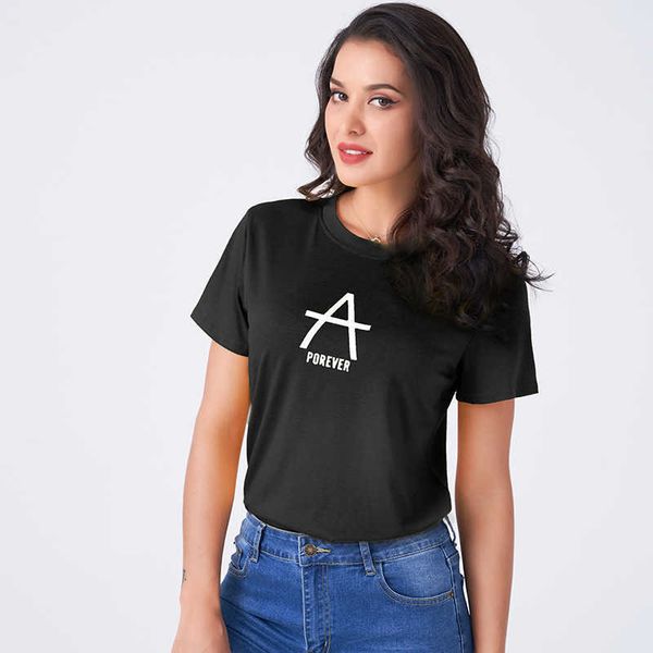 women's t-shirt summer fashion simple letter printing solid color loose elastic short-sleeved t-shirt 6gau, White
women's t-shirt summer fashion simple letter printing solid color loose elastic short-sleeved t-shirt 6gau, White
