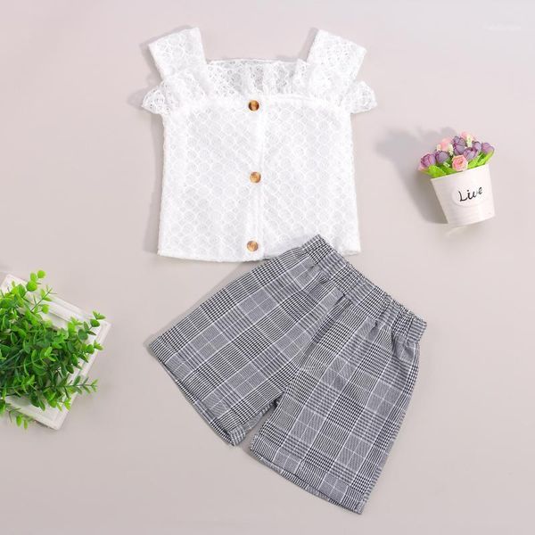 clothing sets fashion kids girls clothes set baby girl summer lace hollow strap plaid shorts 2pcs outfit children1, White
clothing sets fashion kids girls clothes set baby girl summer lace hollow strap plaid shorts 2pcs outfit children1, White