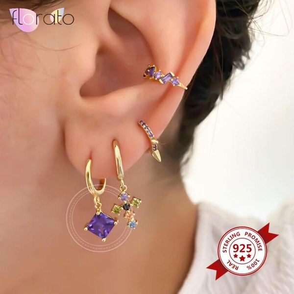 white/purple square zircon pendant 925 sterling silver hoop earrings for women round circle jewelry & huggie, Golden;silver
white/purple square zircon pendant 925 sterling silver hoop earrings for women round circle jewelry & huggie, Golden;silver