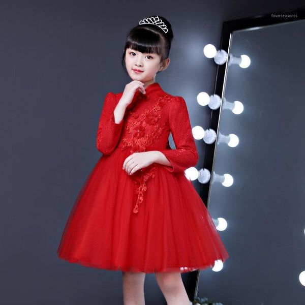 girl's dresses chinese style children performance show fancy dress winter long sleeve red flower girl birthday party princess christmas, Red;yellow
girl's dresses chinese style children performance show fancy dress winter long sleeve red flower girl birthday party princess christmas, Red;yellow