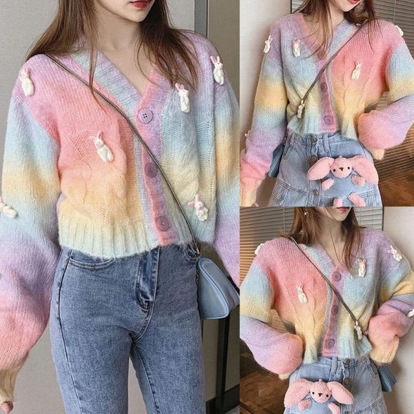 women's jackets women long sleeve sweater cardigan sweet 3d stuffed plush doll jacket harajuku gradient rainbow knit coat l5yb, Black;brown
women's jackets women long sleeve sweater cardigan sweet 3d stuffed plush doll jacket harajuku gradient rainbow knit coat l5yb, Black;brown