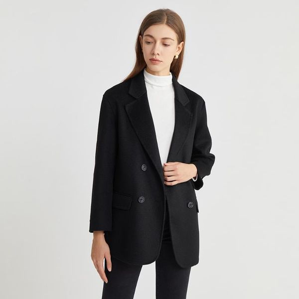 women's wool & blends solid color cashmere coat women warm ladies short winter jackets for woman, Black
women's wool & blends solid color cashmere coat women warm ladies short winter jackets for woman, Black