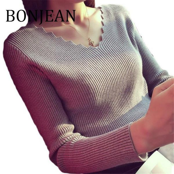 women's sweaters bonjean 2021 autumn v-neck slim for women long sleeve gray knitted sweater and pullovers bj1776, White;black
women's sweaters bonjean 2021 autumn v-neck slim for women long sleeve gray knitted sweater and pullovers bj1776, White;black
