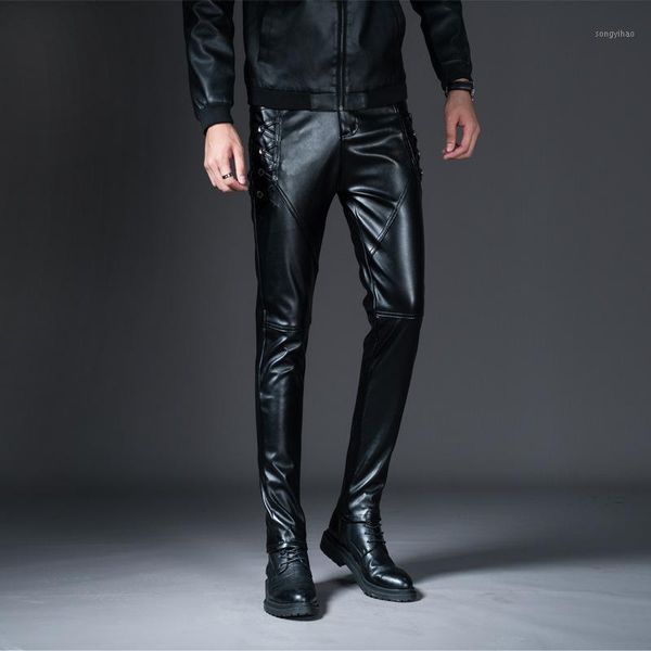 men's fall season trend slim fit leather pants teenagers locomotive stitching casual pu, Black
men's fall season trend slim fit leather pants teenagers locomotive stitching casual pu, Black