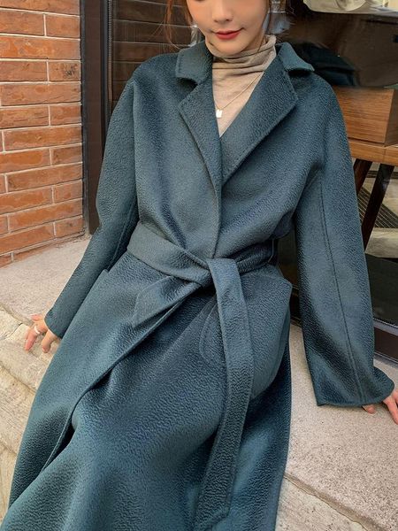 women's wool & blends 2021 autumn and winter water ripple double-sided cashmere coat medium long high-end temperament thin, Black
women's wool & blends 2021 autumn and winter water ripple double-sided cashmere coat medium long high-end temperament thin, Black