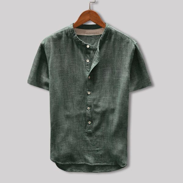 men's casual shirts linen and cotton shirt summer button short sleeve plus size blouse design loose stand collar, White;black
men's casual shirts linen and cotton shirt summer button short sleeve plus size blouse design loose stand collar, White;black