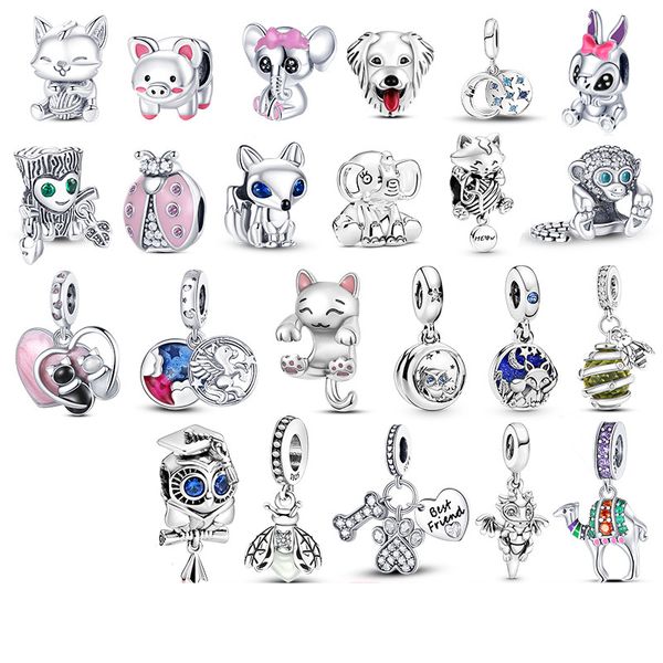 925 sterling silver ladybug owl cat dog fox charm beads fit pandora bracelet silver jewelry women gift, Black
925 sterling silver ladybug owl cat dog fox charm beads fit pandora bracelet silver jewelry women gift, Black