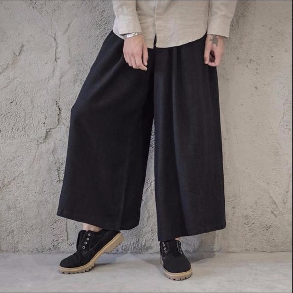 men's pants 2021 spring and autumn men casual trousers wide leg chinese style linen comfortable culottes, Black
men's pants 2021 spring and autumn men casual trousers wide leg chinese style linen comfortable culottes, Black