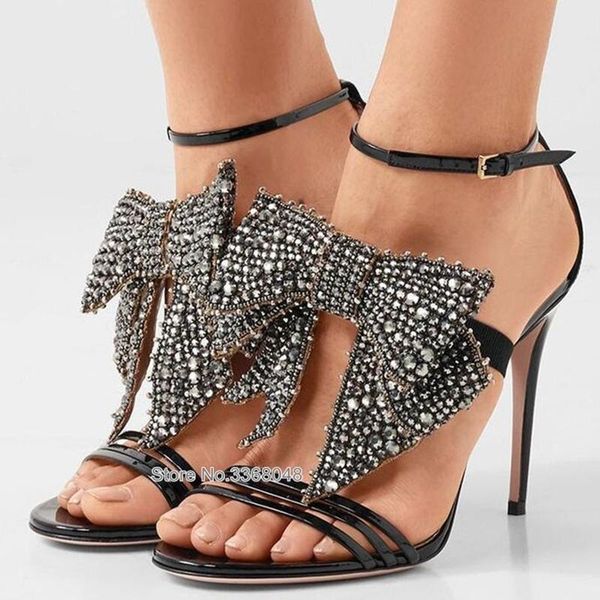 crystal butterfly knot women sandals patent leather peep toe front strappy thin high heels buckle woman, Black
crystal butterfly knot women sandals patent leather peep toe front strappy thin high heels buckle woman, Black