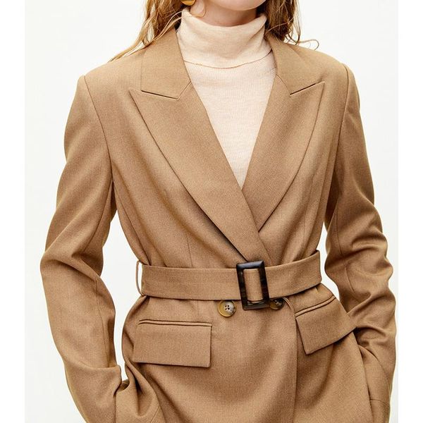 women blazers and jackets lapel suit belt solid blazer feminino slim waistband coat 2021autumn england style fashion office lady women', White;black
women blazers and jackets lapel suit belt solid blazer feminino slim waistband coat 2021autumn england style fashion office lady women', White;black
