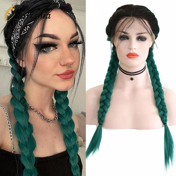 costume accessories synthetic lace front wig dutch twins braided wigs with baby hair for women ombre green wig long braided wig, Silver
costume accessories synthetic lace front wig dutch twins braided wigs with baby hair for women ombre green wig long braided wig, Silver