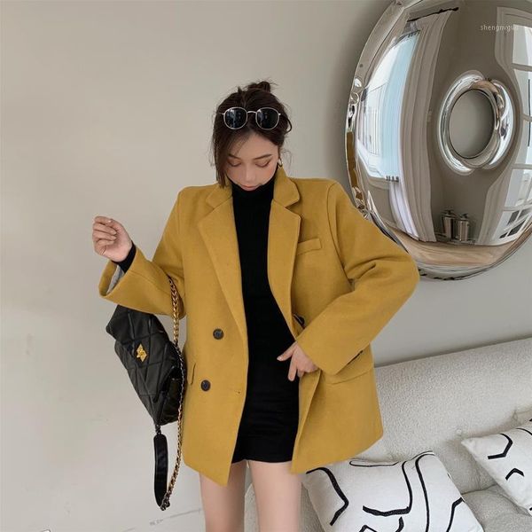 women's wool & blends style temperament yellow woolen cloth small man short cotton jacket coat fried street net red suit thickened, Black
women's wool & blends style temperament yellow woolen cloth small man short cotton jacket coat fried street net red suit thickened, Black