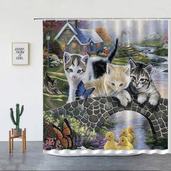 cute cat shower curtain pet kitty butterfly duck by river bank in rural bridge decor animals oil painting,gray fabric bathroom
cute cat shower curtain pet kitty butterfly duck by river bank in rural bridge decor animals oil painting,gray fabric bathroom