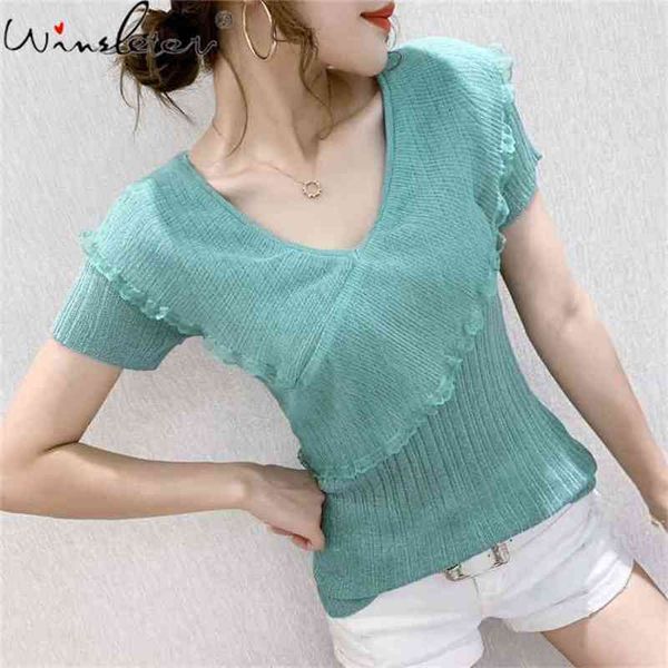 summer european clothes t-shirt fashion shiny v-neck patchwork ruffles women short sleeve solid tees t13414a 210421, White
summer european clothes t-shirt fashion shiny v-neck patchwork ruffles women short sleeve solid tees t13414a 210421, White