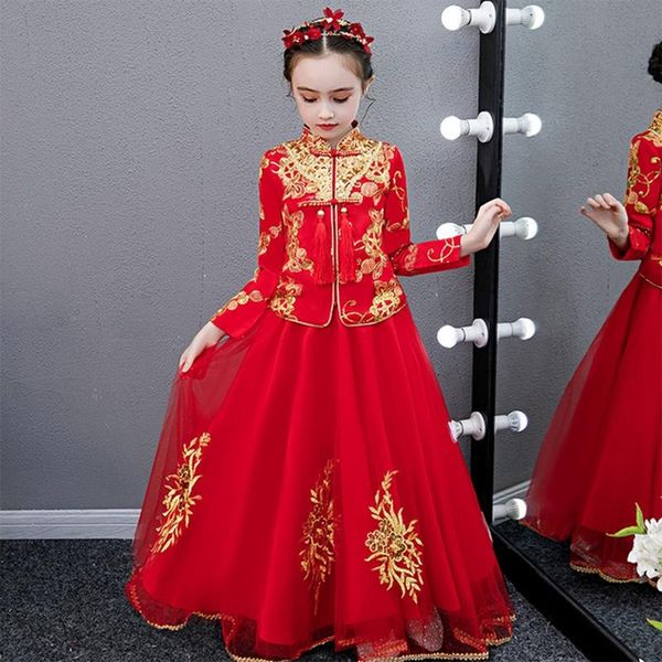 elegant girl princess dinner party beauty lace embroidery dress dance performance princess's first ball year ethnic clothing, Red
elegant girl princess dinner party beauty lace embroidery dress dance performance princess's first ball year ethnic clothing, Red