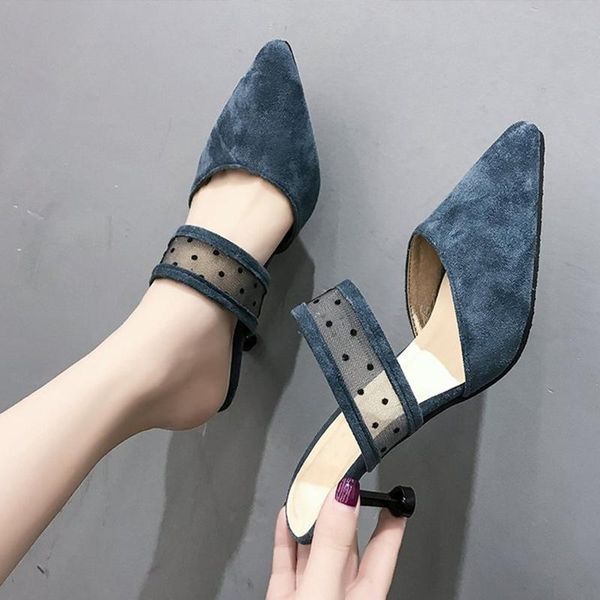 slippers thin heels outdoor female sandals elegant 2021 women pointed toe lace shoes fashion summer suede leather ladies slides, Black
slippers thin heels outdoor female sandals elegant 2021 women pointed toe lace shoes fashion summer suede leather ladies slides, Black