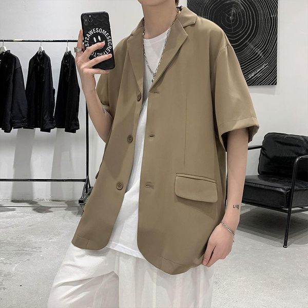 men's suits & blazers summer black/brown/apricot short-sleeved blazer fashion business society mens suit jacket korean loose dress men, White;black
men's suits & blazers summer black/brown/apricot short-sleeved blazer fashion business society mens suit jacket korean loose dress men, White;black