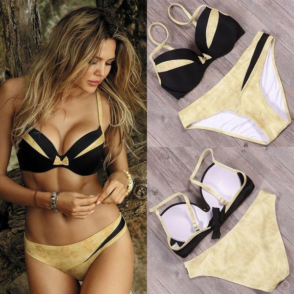 women's swimwear women push up bikinis bow two piece patchwork bikini set summer beach bathing suit female swimsuit, White;black
women's swimwear women push up bikinis bow two piece patchwork bikini set summer beach bathing suit female swimsuit, White;black