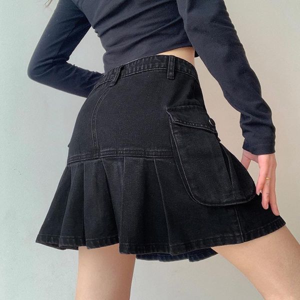 black skirt women summer high waist jean skirts y2k mini denim pleated with pockets ladies short jupe femme
black skirt women summer high waist jean skirts y2k mini denim pleated with pockets ladies short jupe femme