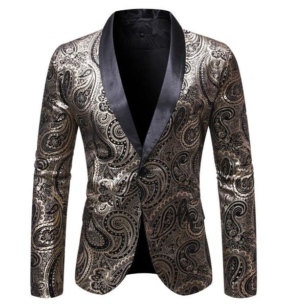 gold stamping printing men's casual color contrast suit korean slim single fashion suits & blazers, White;black 
gold stamping printing men's casual color contrast suit korean slim single fashion suits & blazers, White;black