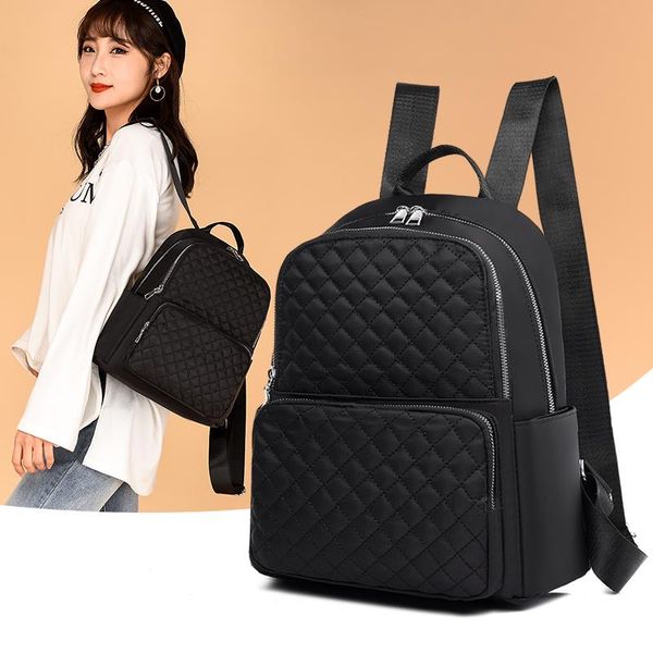 backpack style black classic women bookbag with thread fashion rhombic pattern tote shoulder bags elegant female holiday travel bulsos
backpack style black classic women bookbag with thread fashion rhombic pattern tote shoulder bags elegant female holiday travel bulsos