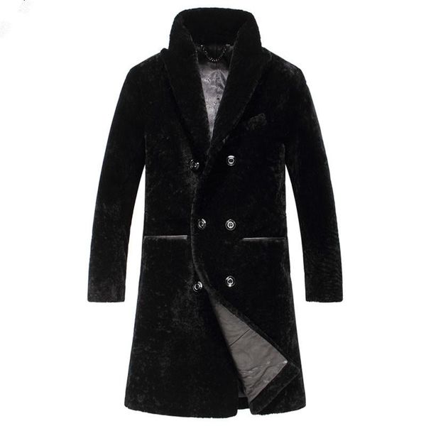 men's leather & faux natural sheep shearling fur coat warm winter jacket men wool coats clothes winterjas heren t16202 my790, Black
men's leather & faux natural sheep shearling fur coat warm winter jacket men wool coats clothes winterjas heren t16202 my790, Black